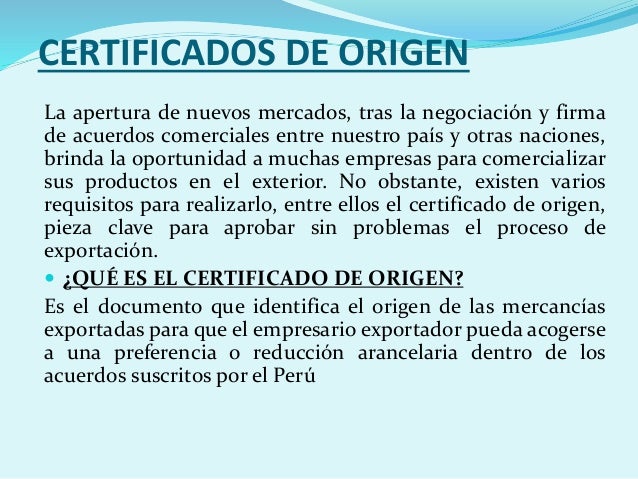 CERTIFICADO DE ORIGEN