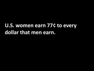 U.S. women earn 77¢ to every
dollar that men earn.

 