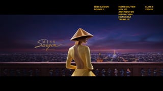 Miss Saigon
Round 2
Huan nguyen
Huy vo
Anh nguyen
Hieu huynh
Hoang bui
Trung le
Elite 6
270419
 