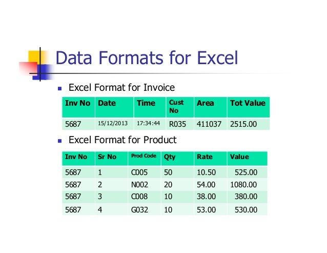 report formats in excel