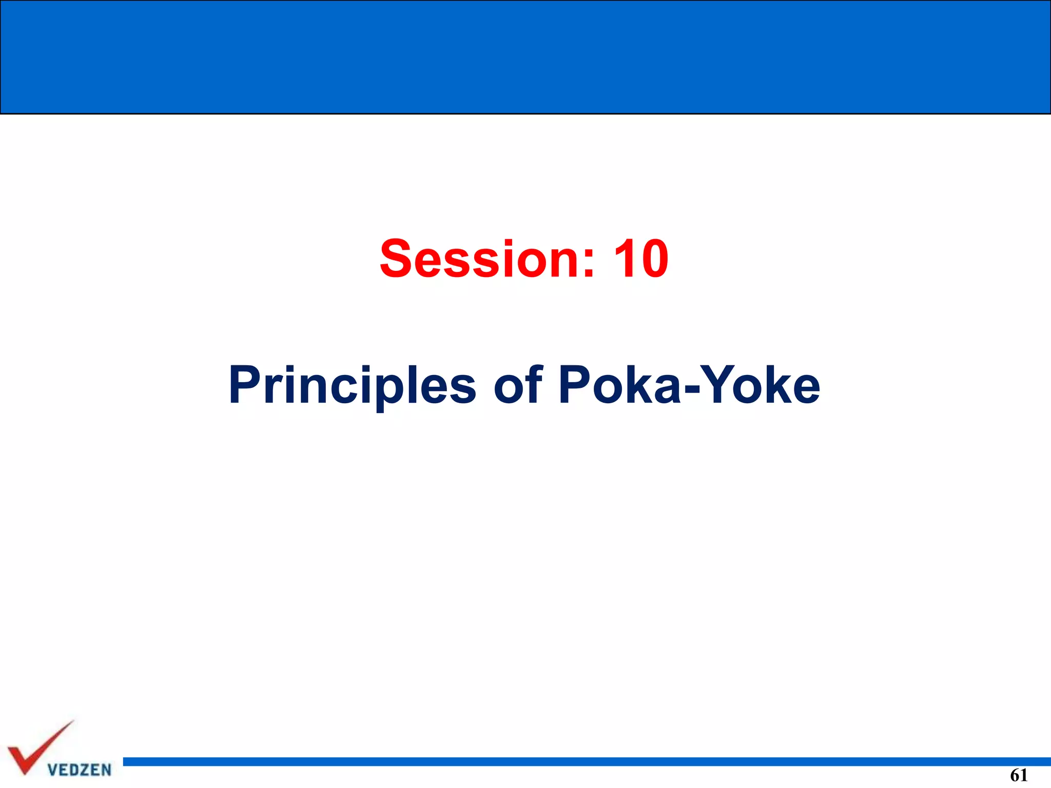 Session: 10

Principles of Poka-Yoke

61

 
