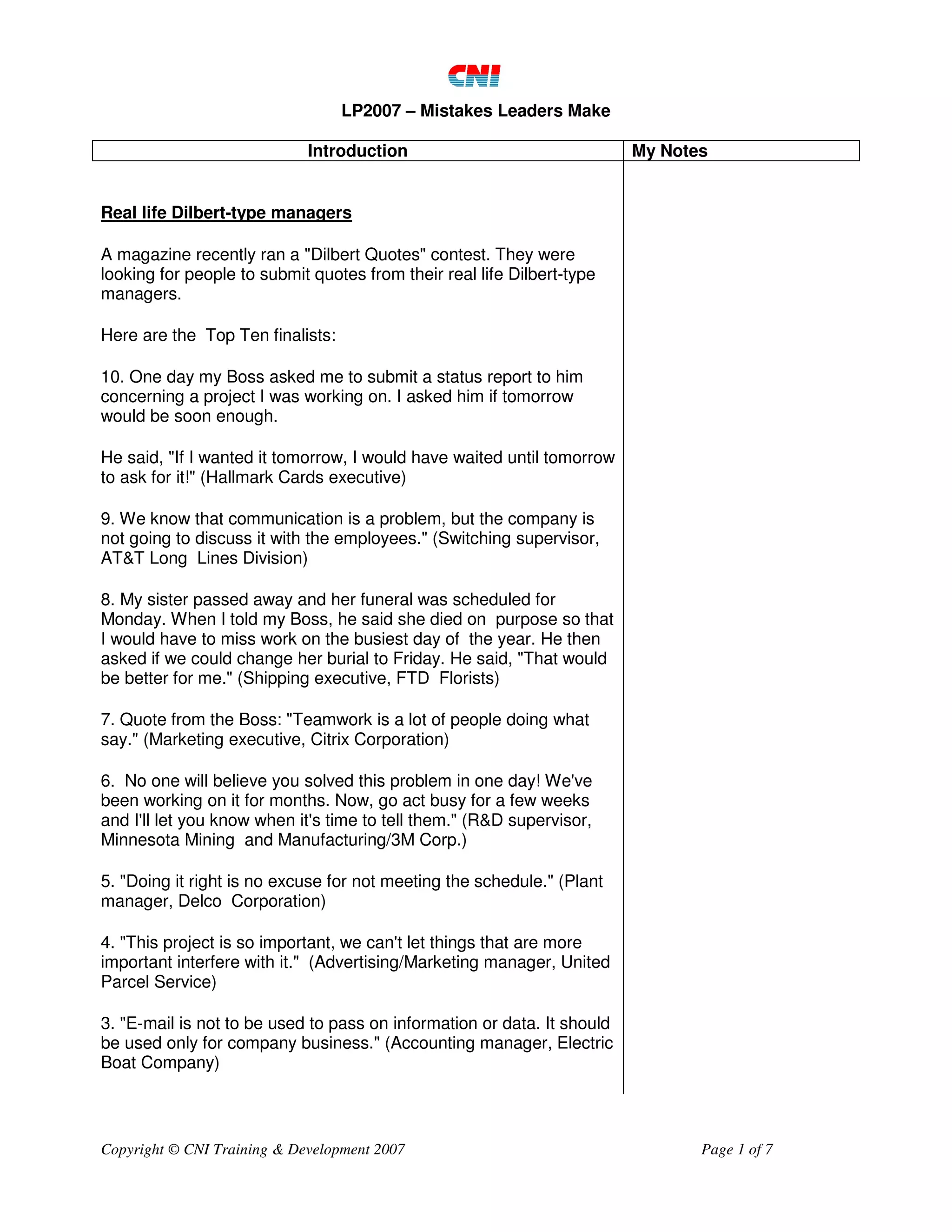 Mistakes Leaders Make