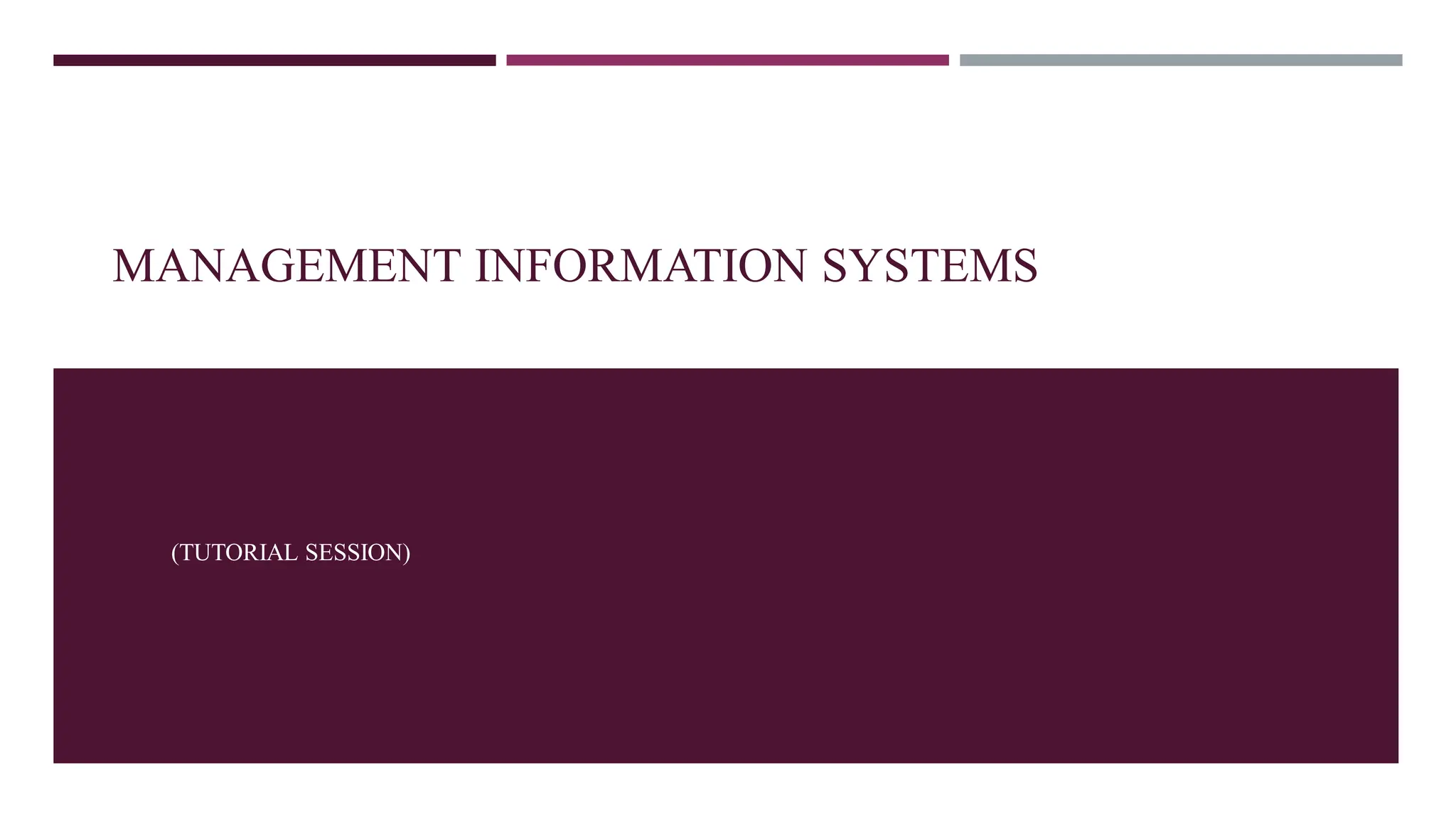 Managment information system Managment information systemTutorial. | PPT