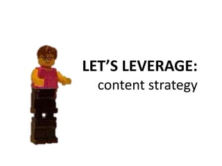 LET’S LEVERAGE:
content strategy
 