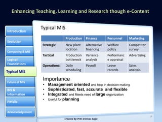 Mis Prodction Management Information System MIS Priti Sajja S P University | PDF