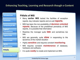 Management Information System MIS Priti Sajja S P University | PDF