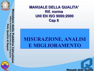 MANUALE DELLA QUALITA'  Rif. norma  UNI EN ISO 9000:2000 Cap 8     MISURAZIONE, ANALISI E MIGLIORAMENTO 