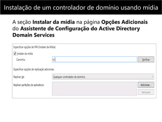 A seção Instalar da mídia na página Opções Adicionais
do Assistente de Configuração do Active Directory
Domain Services
Instalação de um controlador de domínio usando mídia
 