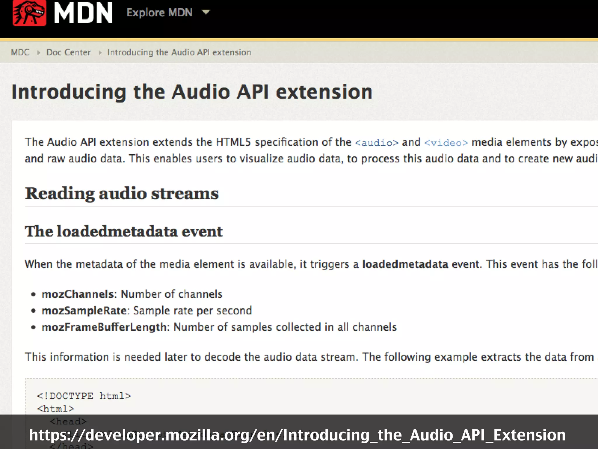 https://developer.mozilla.org/en/Introducing_the_Audio_API_Extension
 