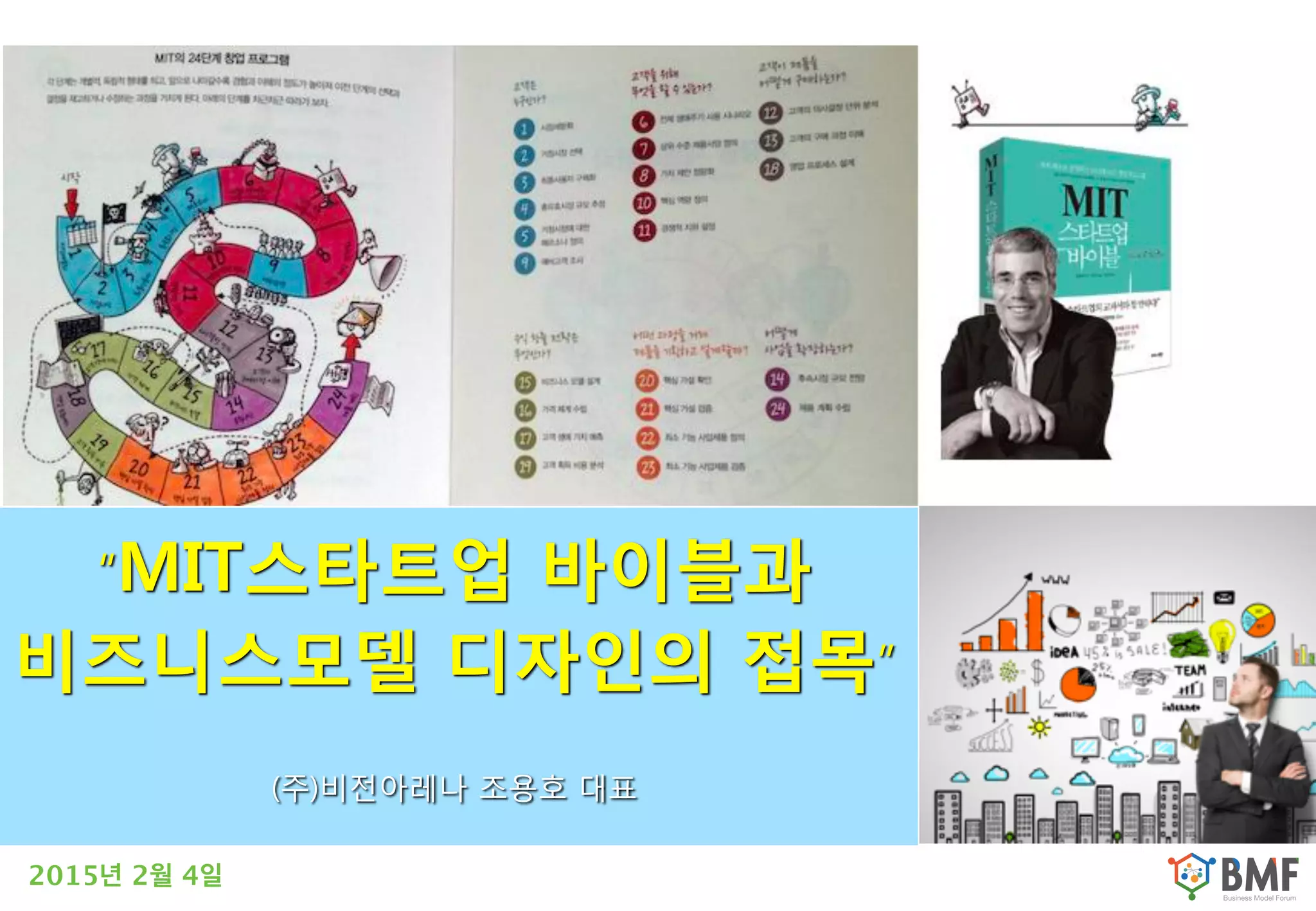 “MIT스타트업 바이블과
비즈니스모델 디자인의 접목” 
(주)비전아레나 조용호 대표 
2015년 2월 4일
 