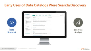 25 | © 2020 Alation, Inc. – All Rights Reserved.The Catalog is the Platform™
Early Uses of Data Catalogs Were Search/Discovery
Data
Scientist
Business
Analyst
 