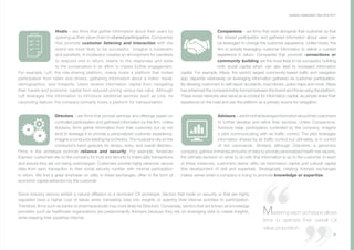 Directors – are firms that provide services and offerings based on
controlled participation and gathered information by the firm. Unlike
Advisors, firms gather information from their customer, but do not
tend to leverage it to provide a personalized customer experience.
Imagine a conductor leading his orchestra. The musicians rely on the
conductor’s hand gestures for tempo, entry, and overall direction.
Firms in this archetype promote reliance and security. For example, American
Express’ customers rely on the company for trust and security to make daily transactions
and ensure they are not being overcharged. Customers provide highly personal, secure
data from each transaction to their social security number with minimal participation
in return. We find a great emphasis on utility in these exchanges, often in the form of
economic capital extraction by the customer.
Advisors – arefirmsthatleverageinformationabouttheircustomers
to further develop and refine their services. Unlike Companions,
Advisors keep participation controlled by the company. Imagine
a pilot communicating with air traffic control. The pilot leverages
information shared by air traffic control but ultimately, is in control
of the commands. Similarly, although 23andme, a genomics
company, gathers immense amounts of data to provide personalized health risk reports,
the ultimate decision on what to do with that information is up to the customer. In each
of these instances, customers derive utility via information capital and cultural capital
(the development of skill and expertise). Strategically, creating Advised exchanges
makes sense when a company is trying to promote knowledge or expertise.
Companions – are firms that work alongside their customer so that
the shared participation and gathered information about users can
be leveraged to change the customer experience. Unlike Hosts, the
firm is actively leveraging customer information to deliver a curated
experience in return. Companies that promote connections or
community building are the most likely to be successful, building
both social capital which can also lead to increased information
capital. For example, Waze, the world’s largest community-based traffic and navigation
app, depends extensively on leveraging information gathered via customer participation.
By allowing customers to self-report accidents, road blocks, police traps and more, Waze
has enhanced the companionship formed between the brand and those using the platform.
These social networks also serve as a conduit for information capital, as people share their
experience on the road and use the platform as a primary source for navigation.
Hosts – are firms that gather information about their users by
opening up their value chain to shared participation. Companies
that promote customer listening and interaction with the
brand are most likely to be successful. Imagine a moderator
and panelists. A moderator creates an atmosphere for panelists
to respond and in return, listens to the responses and adds
to the conversation in an effort to inspire further engagement.
For example, Lyft, the ride-sharing platform, mainly hosts a platform that invites
participation from riders and drivers, gathering information about a riders’ travel,
demographics, and hotspots. Users receive information capital from navigating
their travels and economic capital from reduced pricing versus taxi cabs. Although
Lyft leverages this information to introduce additional services such as Line, its
carpooling feature, the company primarily hosts a platform for transportation.
Customer Collaboration I April 2016-2017
Mastering each archetype allows
firms to optimize their overall CX
value proposition.
17
Some industry sectors exhibit a natural affiliation to a dominant CX archetype. Sectors that trade on security or that are highly
regulated have a higher cost of failure when translating data into insights or opening their internal activities to participation.
Therefore, firms such as banks or pharmaceuticals may more likely be Directors. Conversely, sectors that are known as knowledge
providers such as healthcare organizations are predominantly Advisers because they rely on leveraging data to create insights,
while keeping their expertise internal.
 