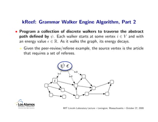 kReef: Grammar Walker Engine Algorithm, Part 2
• Program a collection of discrete walkers to traverse the abstract
  path ...