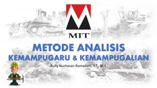 METODE ANALISIS
KEMAMPUGARU & KEMAMPUGALIAN
Rully Nurhasan Ramadani, S.T., M.T.
 