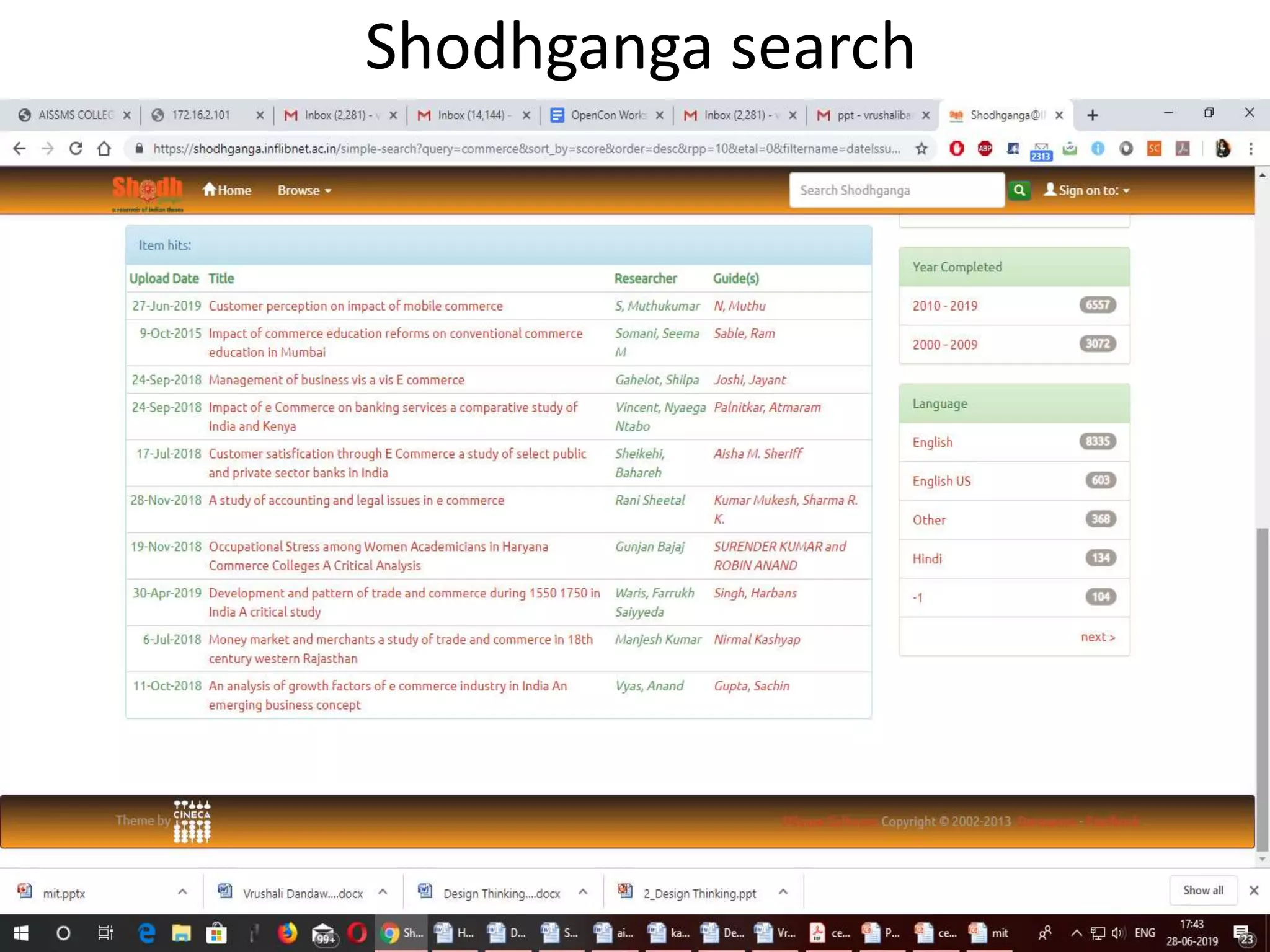 Shodhganga search
 