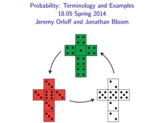 Probability: Terminology and Examples

18.05 Spring 2014

Jeremy Orloﬀ and Jonathan Bloom

 