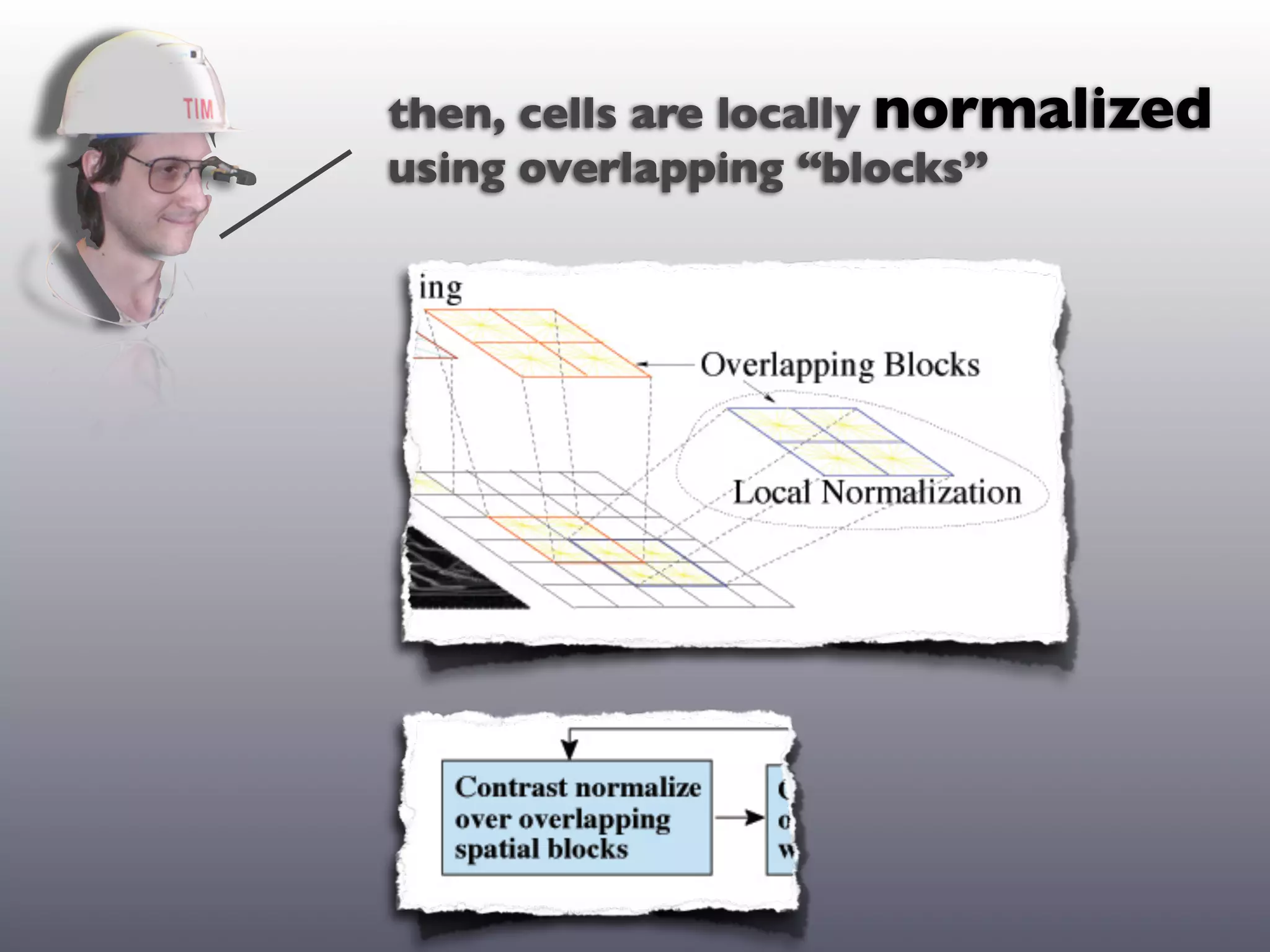 then, cells are locally normalized
using overlapping “blocks”
 