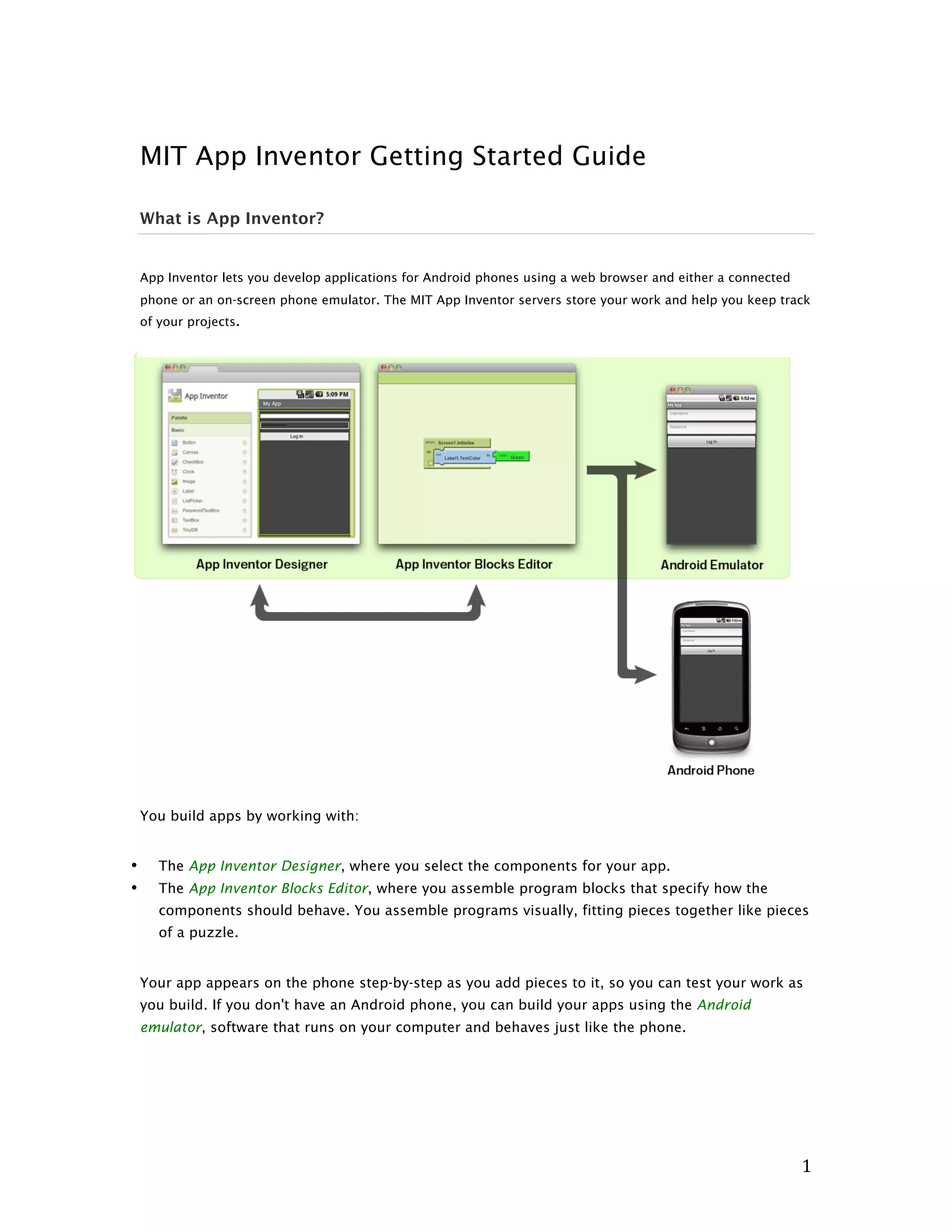 App Inventor : Getting Started Guide | PDF