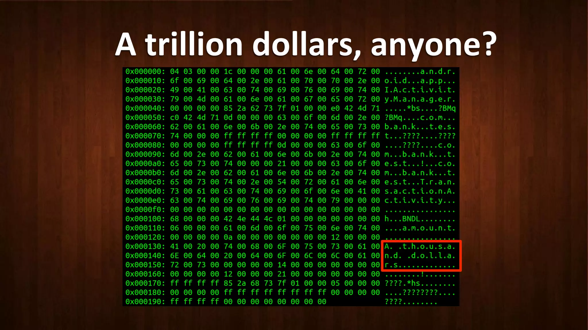 A	
  trillion	
  dollars,	
  anyone?	
  
 