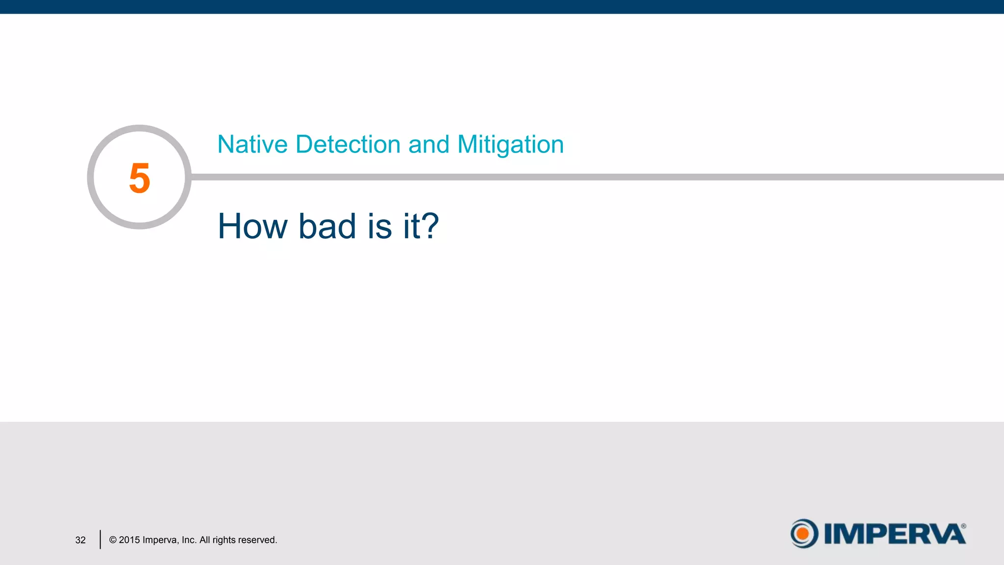 © 2015 Imperva, Inc. All rights reserved.
Native Detection and Mitigation
How bad is it?
5
32
 