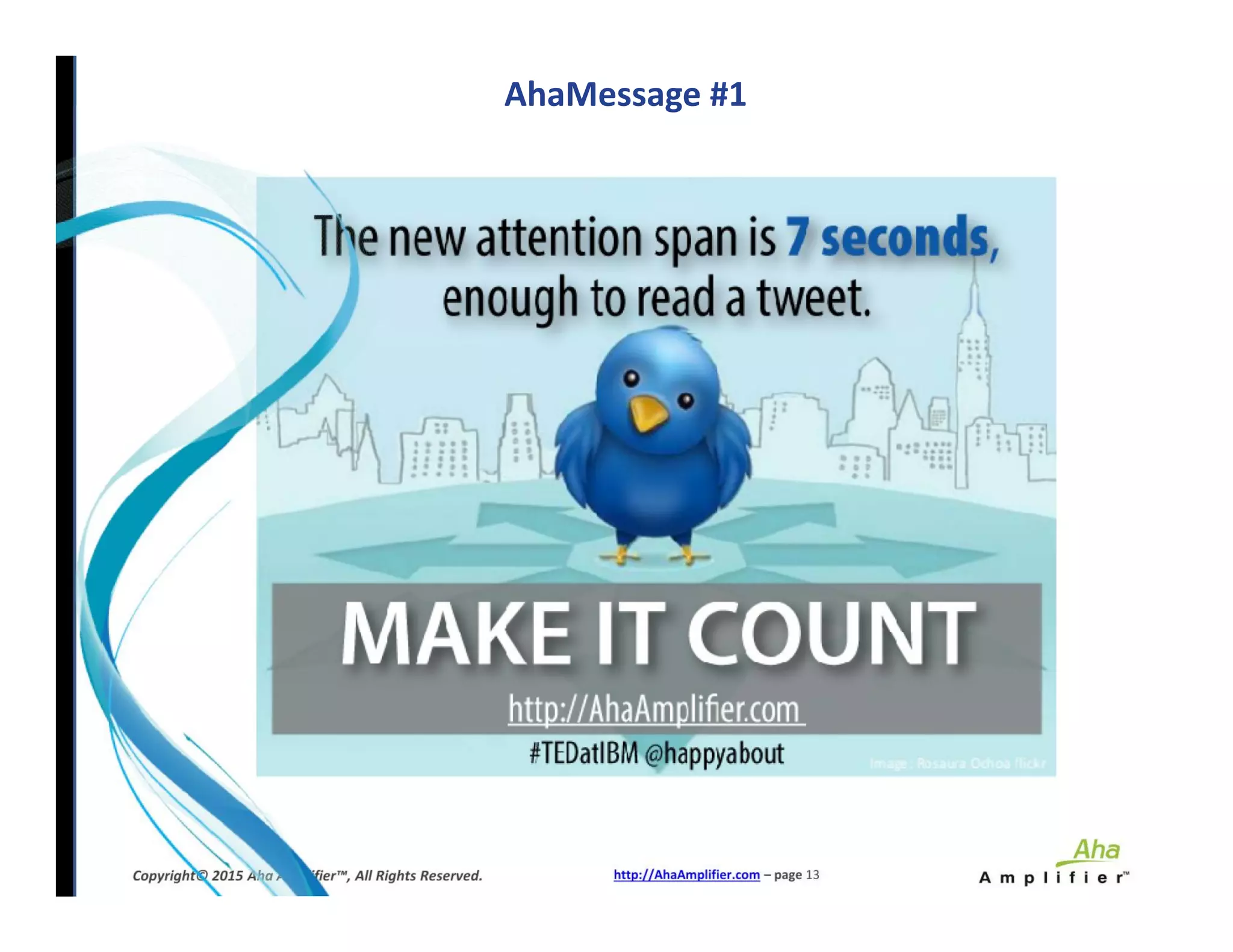 AhaMessage #1
http://AhaAmplifier.com – page 13Copyright© 2015 Aha Amplifier™, All Rights Reserved.
 