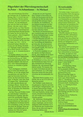 Pilgerfahrt der Pfarreiengemeinschaft                                                          Kroatienhilfe
                                                                                               - Jahresbericht   2010
St.Peter - St.Sebastianus - St.Michael
                                                                                                  Es wurden wieder 5 Groß-LKW's
   Mit unterschiedlichen      Erwartun-              Krakau hat uns sehr begeistert.            mit humanitärer Hilfe (Süssigkeiten
gen bestiegen die 42 Wallfahrer am                Eine Vielzahl an Bauwerken der                aus der Sternsingeraktion und dem
Montag, dem 11.10.2010 den mo-                    Gotik, der Renaissance und des Ba-            dem Kölner Karneval, Lebensmittel
dernen Reisebus. Für die meisten                  rock prägt das Bild der alten Stadt           vom Erntedankfest aus St.Michael
von uns war das der Vorstoß in ein                und mit großem Interesse folgten              Franken, Kleidung, Hygieneartikel,
"Neuland"; für eine Mitfahrerin                   wir Monika, der Stadtführerin,       zu       lebenswichtige Medikamente ... ) für
aber auch die Fahrt in die frühere                den Sehenswürdigkeiten        wie dem         Großfamilien mit behinderten Kin-
Heimat. Alle aber waren voller                    Schloß Wawel, der Marienkirche                dern in Slavonski Brod (Erzbistum
Neugier auf das von Vikar Thomas                  mit dem herrlichen Veit-Stoss-Altar          Dakovo-Osijek) und einem Behin-
Lauer und dem Vorbereitungsteam                 . und dem jüdischen Viertel.                   dertenheim in Osijek-Chepin auf
zusammengestellte      Reiseprogramm.                Der Besuch des Konzentrationsla-          den Weg gebracht.
Wir hatten uns für die Reise zum                  gers Auschwitz ging unter die Haut.             Ebenfalls erhielten die Waisen-
Thema gemacht: "Dem Evangelium                    In diesem Gefangenenlager        wurden      kinder in HATEG, Siebenbürgen
Antwort geben: Glaube".                           während des 2.Weltkrieges ca.                (Rumänien), durch Privat- Trans-
   Unser erster Besuch galt der Wart-              1.500.000 Menschen ermordet. Un-            porte mit Nikolai Jurca (Fahrer bei
burg bei Eisenach, auf der sich Mar-              vorstellbar groß muss die Angst und          der Spedition Josef PoIch) mehrere
                                                                                               Kartons mit Süßigkeiten und le-
tin Luther von 1521 -1522 in                      die Verzweiflung der Inhaftierten
                                                                                               benswichtige Medikamente sowie
Schutzhaft befand. Ebenfalls ver-                 gewesen sein, die auf grausamste
                                                                                               Hygieneartikel.
brachte dort die Heilige Elisabeth                Art und Weise körperlich und see-
                                                                                                  Ein weiterer LKW mit Hilfsgüter
von Thüringen einige Lebensjahre.                 lisch gequält wurden. Wir waren al-
                                                                                               ist in diesen Tagen abgefahren, um
Ihr zu Ehren feierten wir Gottes-                 le zutiefst ergriffen.
                                                                                               die Waisenkinder in Rumänien
dienst an der St. Elisabeth-Kirche         in        In Wadowice wandelten wir auf
                                                                                              noch weihnachtlich zu beschenken!
Eisenach.                                         den Spuren von Papst Johannes
                                                                                                  Wir bitten, uns auch mit Geld-
   In Dresden nahmen wir in der                   Paul 11., der in diesem Ort als Karol
                                                                                               spenden zu unterstützen, damit wir
Frauenkirche an der Orgelandacht                  Jözef Wojtyla geboren wurde.
                                                                                               das teure Benzin bezahlen können!
mit Kirchenführung       teil. Dabei                 Tschenstochau    ist der bedeutend-
                                                                                              Unsere Fahrer transportieren schon
wurde die Geschichte und der Wie-                 ste Wallfahrsort in Polen. Dort ist es
                                                                                              kostenlos und ehrenamtlich.
deraufbau erläutert. Die Stadt mit                das Paulinerkloser Jasna Gora mit           Konto: 71 8947 50 00
ihren vielen Sehenswürdigkeiten                   dem Gnadenbild der Schwarzen                BLZ:       57090000
versetzte uns ebenfalls in großes                 Madonna, das viele tausende Pilger                     VB Mittelrhein, Sinzig
Staunen.                                          jährlich anzieht. Wir konnten dort          Kath. Pfarrei St.Peter Sinzig.
   Nach zweitägigem       Aufenthalt              an einem Gottesdienst mit dem Bi-           AK Kroatienhilfe GOSPA MIRA
ging es weiter nach Breslau und                    schof teilnehmen. Ca. 2.200 junge          - Auf Wunsch stellen wir eine
Trebnitz, wo wir der heiligen Hed-                Menschen beteten für einen guten             Spendenquittung aus!
wig gedachten und unter der Lei-                  Abschluss des bevorstehenden        Abi-    Überweisungsträger      liegen im
tung von Schwester Justina das                    turs.                                       Pfarrbüro und in der VB Sinzig.
Kloster der Baromäerinnen          besich-           Eine letzte Station machten wir in       Unser Lager: Hallen-Einfahrt
tigten. In Breslau, einer alten Stadt              Görlitz, ehe wir am 19.10.2010 die         .Pinto s", Mosaikweg 23, Sinzig
mit jungem Flair, beeindruckten                   Heimreise antraten.                         (Industriegebiet, Einfahrt neben der
 die vielen sakralen Bauten und                      Die Wallfahrt wurde allseits als         Schlosserei Insel). Annahmezeiten:
prächtigen Häuser. Auf der Dom-                    ein gelungenes religiöses und kultu-       jeden 1. u. 3. Samstag im Monat
 insel, dem geistlichen Zentrum der                relles Ereignis wahrgenommen,        und   von 10 - 12 Uhr!
 Stadt, ist besonders die Johanniska-              in unserer harmonischen Gruppe                Wir danken allen im Namen der
 thedrale sehenswert.                              passte einfach alles. Wir sammelten        Beschenkten und wünschen besinn-
   Auf dem Weg nach Krakau wurde                   viele neue Eindrücke, lernten inter-       liche Feiertage und alles Gute zum
 ein mehrstündiger     Aufenthalt in               essante, freundliche Menschen ken-         Neuen Jahr 2011.
 Schalkendorf eingelegt, dem Hei-                  nen und wurden auch in unserem             Rückfragen bitte an Walfried De-
                                                   Glauben gestärkt.                          gen, 0171-3120216.
 matort der mitreisenden       Pilgerin,
                                                                                               Im Auftrag
 die uns in all den Tagen als Dolmet-                Mit feierlichem Glockengeläute
                                                                                               aller Helfer und Freunde:
 seherin hilfreich zur Seite stand. In             wurden wir am Abend in St.Seba-
                                                                                              Walfried Degen,
 der Pfarrkirche St.Michael feierten               stianus empfangen, und mit einem
                                                                                                Leiter des Arbeitskreises
 wir Gottesdienst, in dem wir beson-               dankbaren Gebet beendeten wir in
                                                                                              http://www.kroatienhilfe-gospa-
 ders heute der Heiligen Teresa ge-                der Pfarrkirche eine wunderschöne
                                                                                              mira.de/
 dachten. Anschließend        gab es im            Reise, die uns allen noch lange in
                                                                                              W alfried.Degen- Kroatienhilfe@t-
 Gasthaus des Ortes ein typisch                    Erinnerung bleiben wird.
                                                                                              online.de
 schlesisches Mittagessen.                                                 Elfriede Becker

                                                                -9-
 