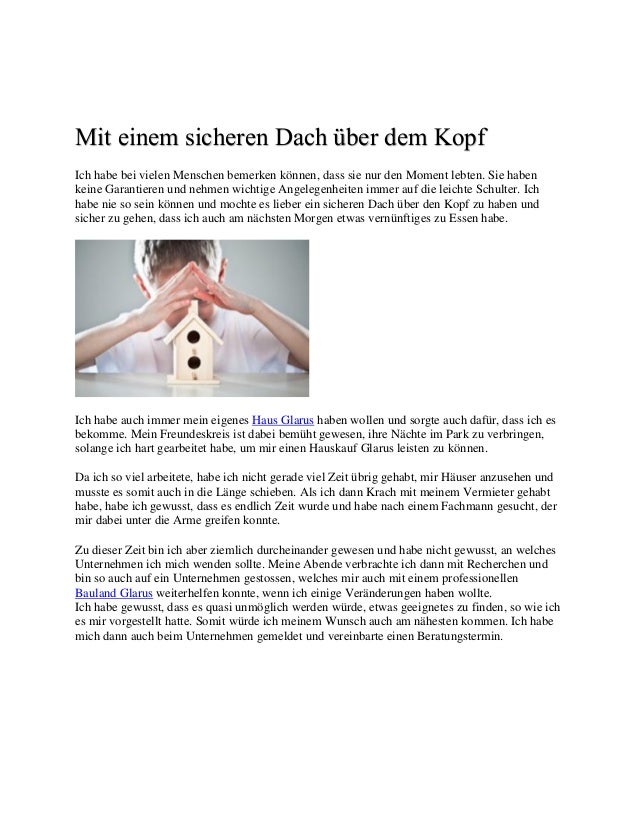 Mit Einem Sicheren Dach Uber Dem Kopf