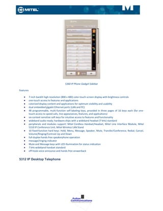 Mitel Telephones & Appliances 2013 | DOC