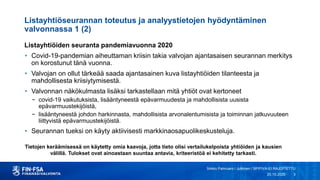 Listayhtiöseurannan toteutus ja analyystietojen hyödyntäminen
valvonnassa 1 (2)
Listayhtiöiden seuranta pandemiavuonna 202...