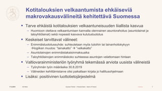 Suomen Pankki – Finlands Bank – Bank of Finland Julkinen
Kotitalouksien velkaantumista ehkäiseviä
makrovakausvälineitä keh...