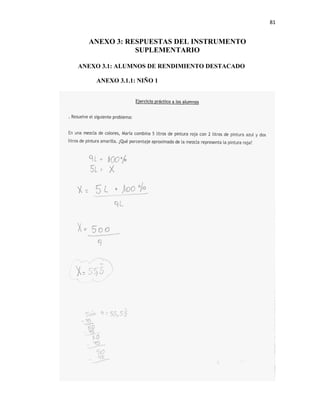 81


  ANEXO 3: RESPUESTAS DEL INSTRUMENTO
             SUPLEMENTARIO

ANEXO 3.1: ALUMNOS DE RENDIMIENTO DESTACADO

    ANEXO 3.1.1: NIÑO 1
 
