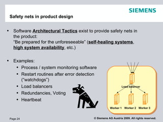 Safety nets in product design Page  <ul><ul><li>Software  Architectural   Tactics   exist to provide safety nets in the pr...