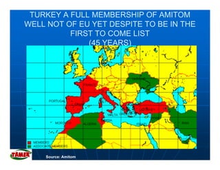 TURKEY A FULL MEMBERSHIP OF AMITOM
WELL NOT OF EU YET DESPITE TO BE IN THE
          FIRST TO COME LIST
              (45 YEARS)




    Source: Amitom
 