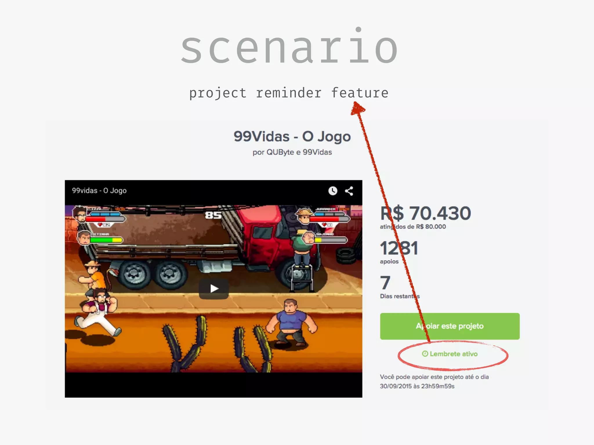 scenario
project reminder feature
 