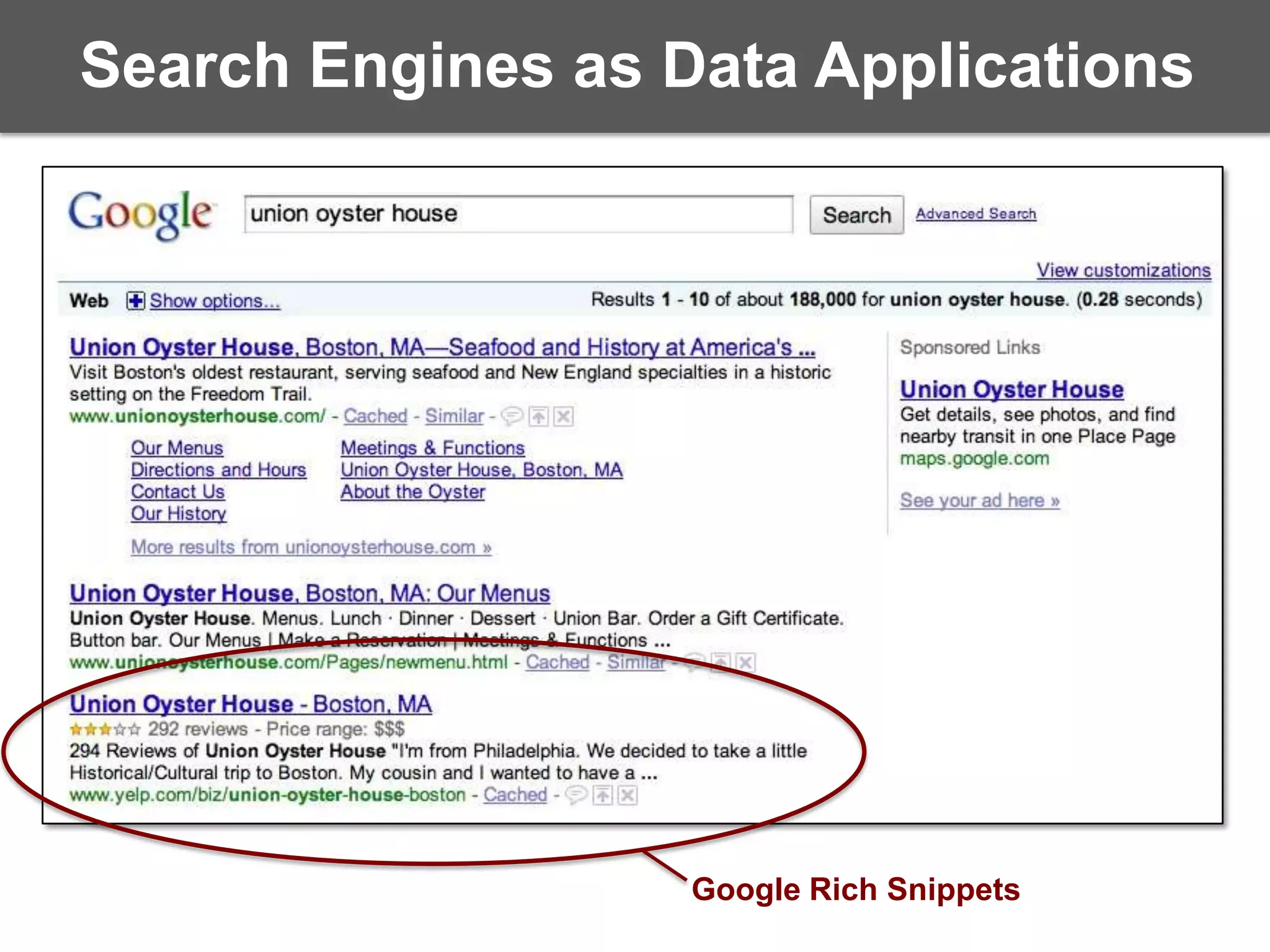 Search Engines as Data ApplicationsGoogle Rich Snippets