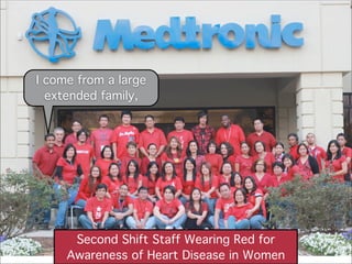 I come from a large
extended family,

Second Shift Staff Wearing Red for
Awareness of Heart Disease in Women

 
