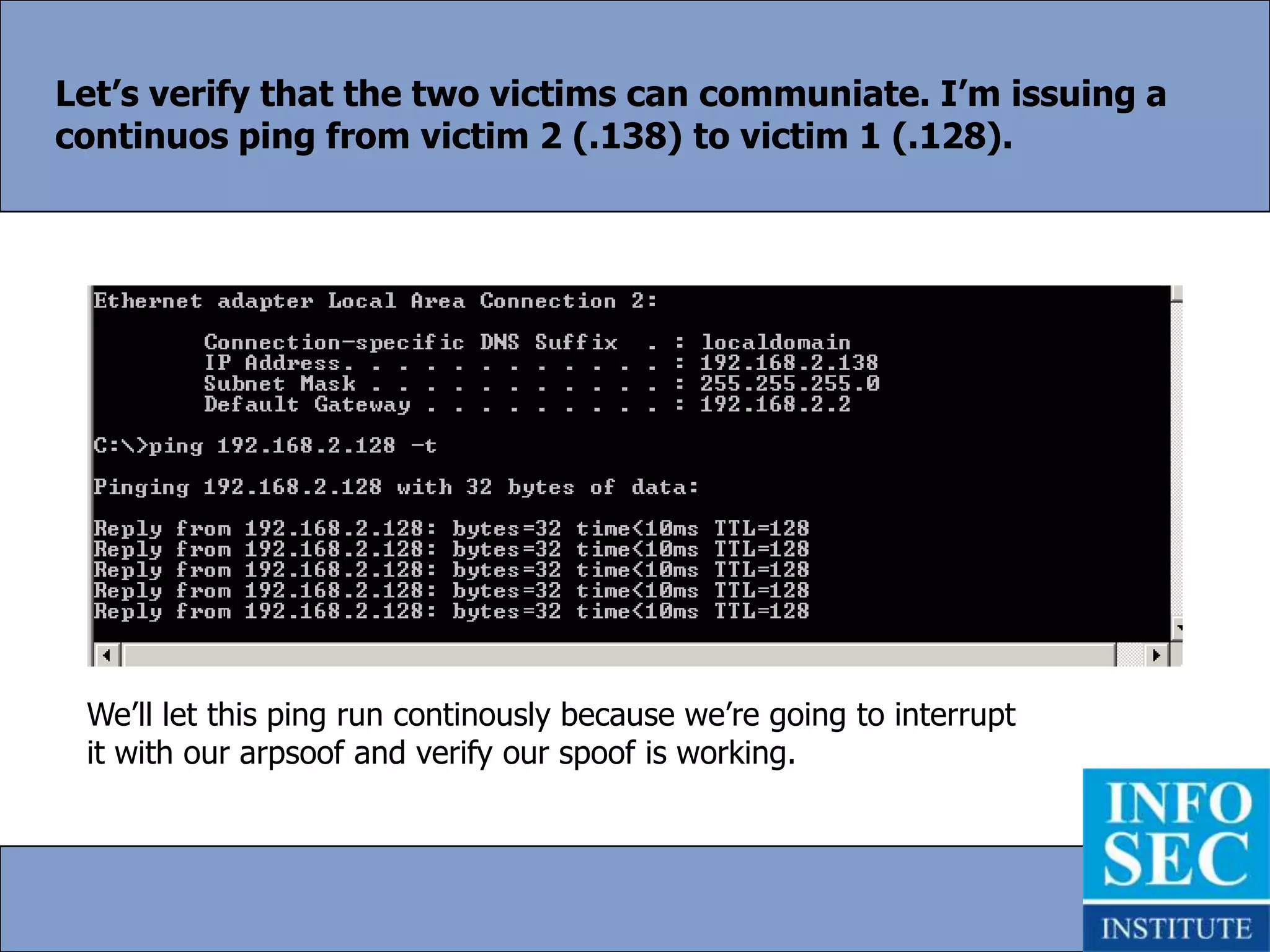 After the up command we enter ifconfig again and see that eth0 is now up.