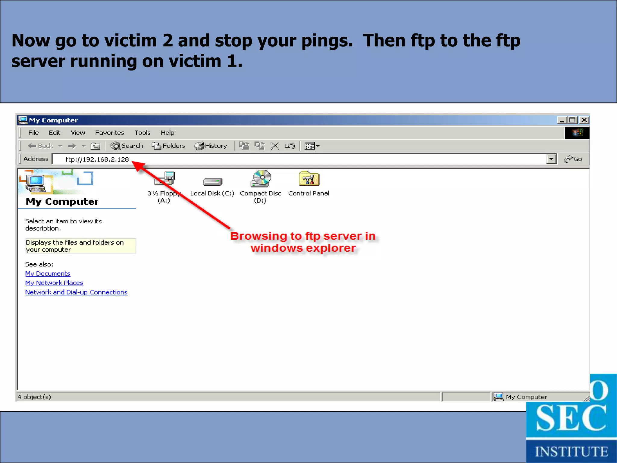 Now we go back to our Backtrack and open three terminal shells (you’ll need all three). First arpspoof victim 2 to victim 1. In other words,  make victim 1 think you’re victim 2.  Now in the second terminal, do the exact opposite.  See below.