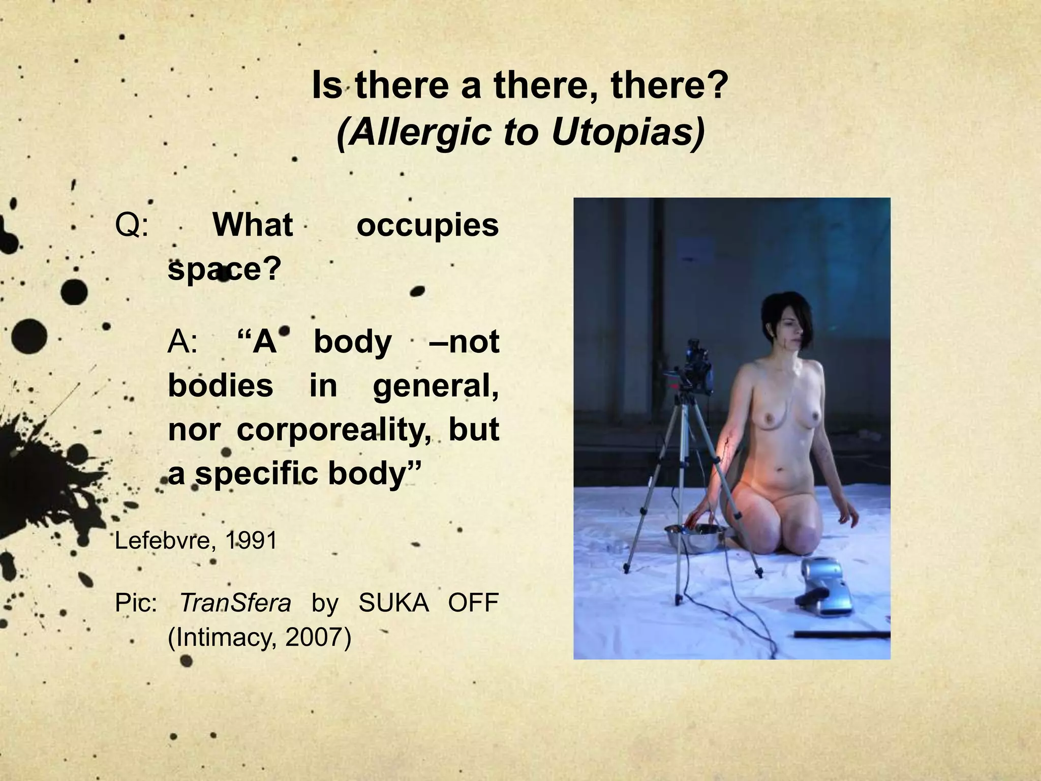 Is there a there, there? (Allergic to Utopias)Networks become spatial when performed as spaces.Pic: The Endless Forest by Tale of Tales (ongoing)