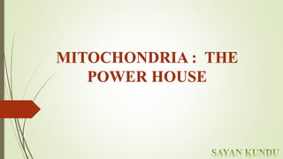 MITOCHONDRIA : THE
POWER HOUSE
 