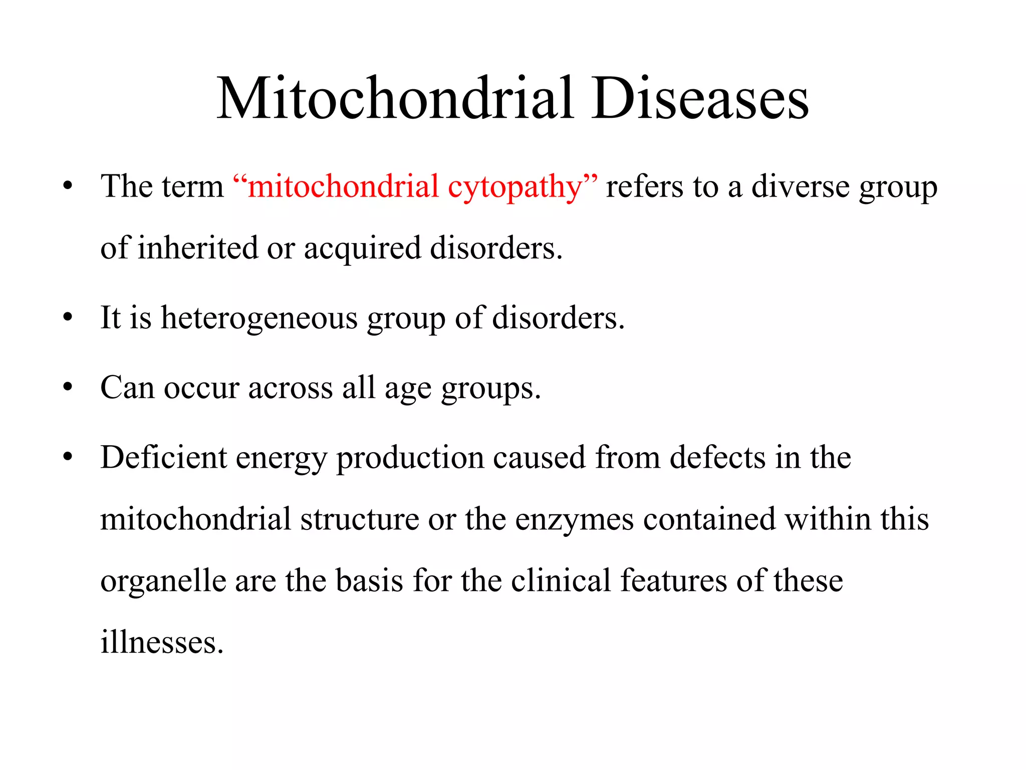 Mitochondrial diseases | PPT