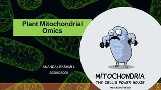 Plant Mitochondrial
Omics
ANANDA LEKSHMI L
2020608005
 