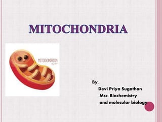 By,
Devi Priya Sugathan
Msc. Biochemistry
and molecular biology.
 