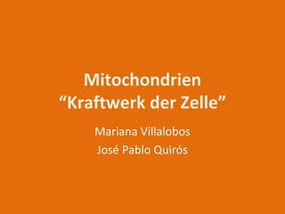 Mitochondrien
“Kraftwerk der Zelle”
Mariana Villalobos
José Pablo Quirós

 