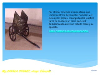 Por último, tenemos al carro alado, que
transita entre la tierra de los hombres y el
cielo de los dioses. El auriga tendrá la difícil
tarea de conducir un carro que está
desbalanceado entre un caballo noble y su
opuesto.
25/05/201723
 