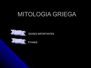 MITOLOGIA GRIEGAMITOLOGIA GRIEGA
DIOSES IMPORTANTES
TITANES
 