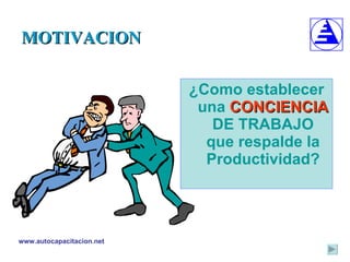 MOTIVACION ¿Como establecer una  CONCIENCIA   DE TRABAJO que respalde la Productividad? 