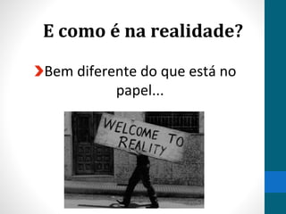 E como é na realidade?
Bem diferente do que está no
papel...
 