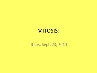 MITOSIS! Thurs. Sept. 23, 2010 