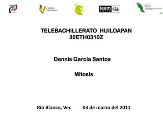 TELEBACHILLERATO  HUILOAPAN 30ETH0310Z  Dennis García Santos Mitosis  Rio Blanco, Ver.         03 de marzo del 2011 